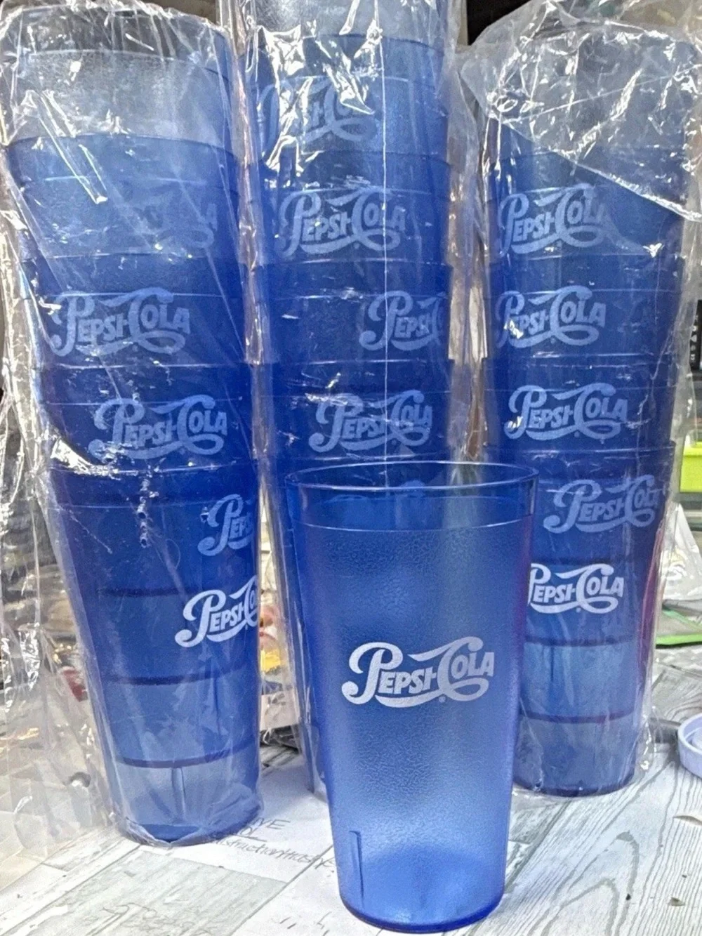 NEW Pepsi Cola Vintage Logo Blue 20oz Tumblers Set Advertising Soda Collectors